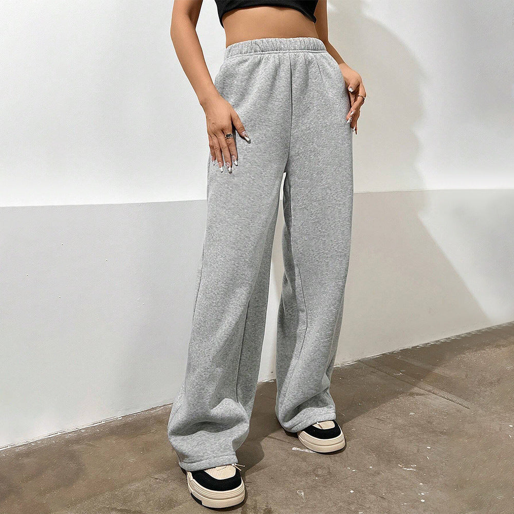 New  women's clothing simple casual style wide-leg pants autumn and winter new high-waisted loose and thin casual pants