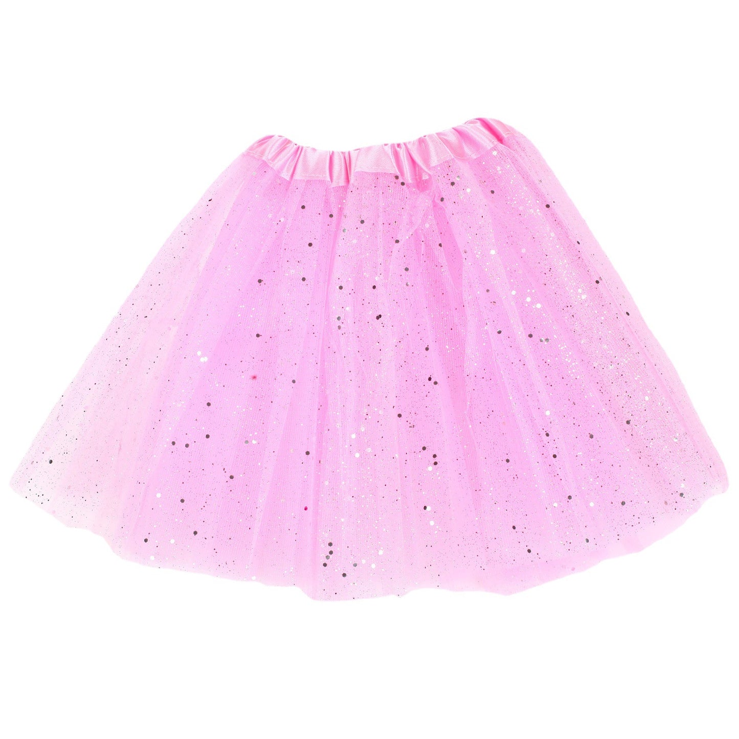 VLOVELAW Dance Tutu Skirt Children's Day Performance Skirt Princess Dress Girl's Three-Layer Mesh Sequins Five-Pointed Star Half-Length Pettiskirt