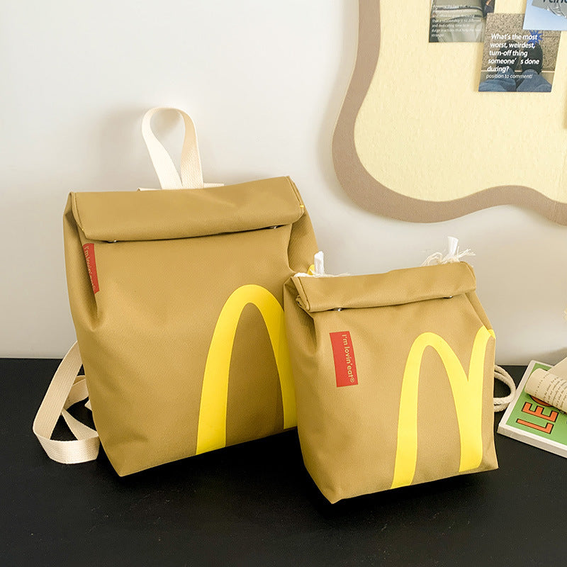 McDonald's Bag Wholesale  New Letter Printing Paper Bag Backpack Personality College Student Shoulder Bag Foreign Trade