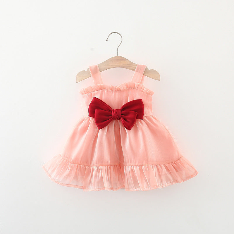 VLOVELAW Summer New Baby Girl's Twilight Gauze Suspender Skirt Bow Lace Dress Foreign Trade Ins Children Shirt Fashion