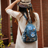 Backpack Women's Cotton Linen Canvas Small Backpack Ethnic Style Handicraft Tie-Dyed Blue Art Backpack Travel Leisure Bag