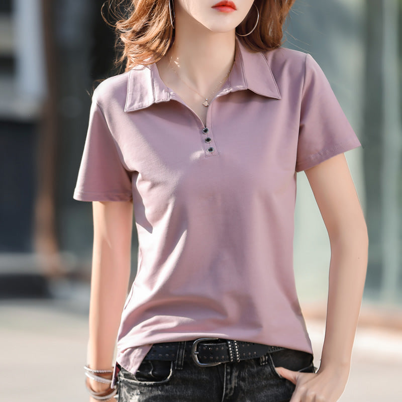 VLOVELAW New Summer Loose Lapels T-shirt Women's Short Sleeve with Collar Casual T-shirt plus Size Polo Shirt Top Fashion Wholesale