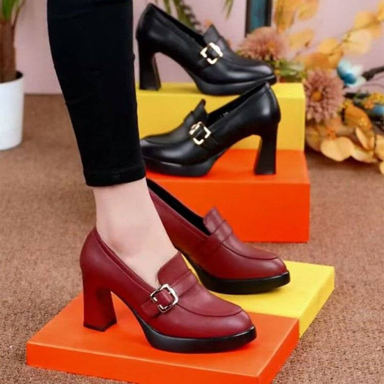 Waterproof Platform High Heels Pointed Toe Women's Shoes  Spring New Thick Bottom Chunky Heel Fashion Shoes Deep Mouth Women's Shoes