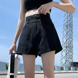 508 Denim Shorts Women's High Waist Summer New Loose Niche Slimming A- line Fashion Ins