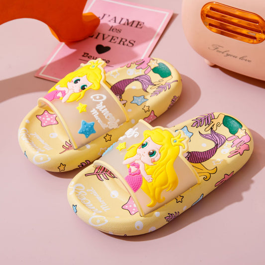 VLOVELAW Summer  New Cartoon Mermaid Girls' Slipper Cute Girl Kids Flip Flops Indoor Outdoor Non-Slip