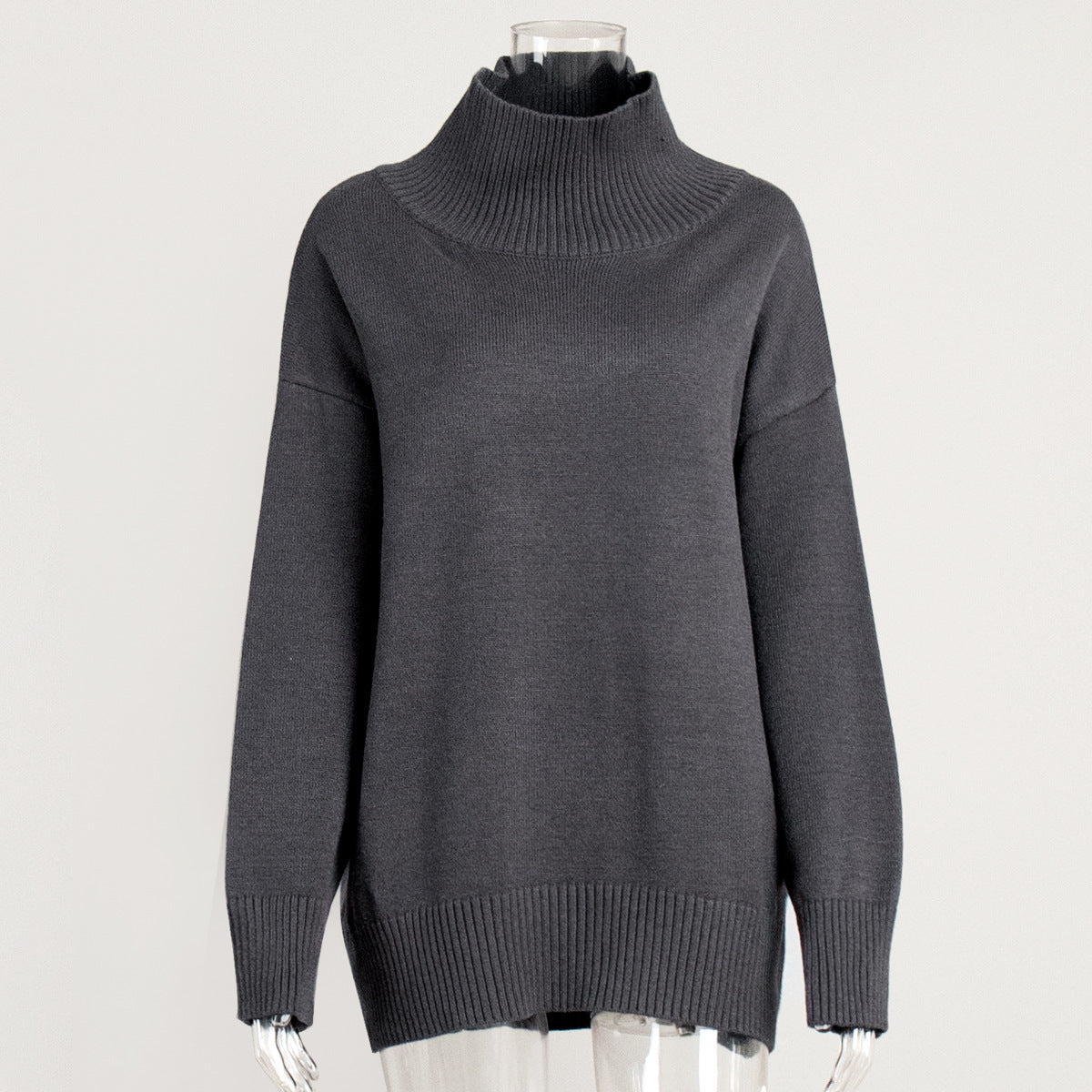 VLOVELAW 2025 New popular 2025 style autumn and winter solid color turtleneck knitted sweater loose and thin versatile knitted sweater women