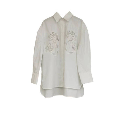 VLOVELAW Style M Home  Spring and Summer New Women's Fashion White Hollow-out Long Sleeve Shirt Top