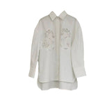 VLOVELAW Style M Home  Spring and Summer New Women's Fashion White Hollow-out Long Sleeve Shirt Top