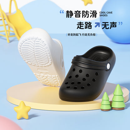 VLOVELAW Children's Hole Shoes Women's Summer Outdoor Wear Shit Feeling Thick Bottom Toe Cap Half Slippers Boys and Girls Home Non-Slip Sandals for Older Children