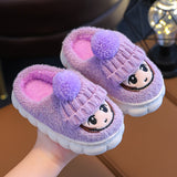 VLOVELAW Children's Slippers Winter Boys Indoor Home Cartoon Cute Children Baby Cotton Slippers Warm Keeping Girls Cotton Slippers