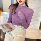 Large quantities of 2024 winter semi-turtleneck thickened shirt women's winter loose pullover knitted sweater bottoming shirt