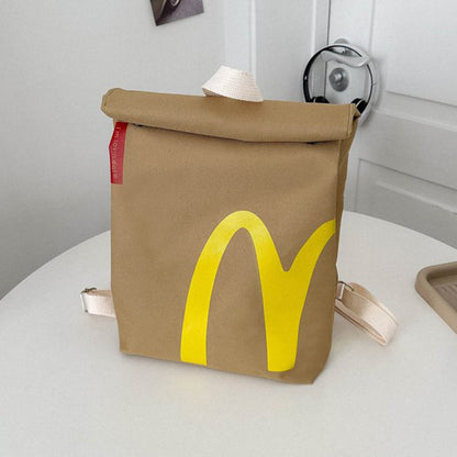 McDonald's Bag Wholesale  New Letter Printing Paper Bag Backpack Personality College Student Shoulder Bag Foreign Trade