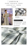 VLOVELAW 036 Plaid Shirt Dress Women's New Summer Long Fairy Lady Super Fairy Mori Style  Dress Waist-Slimming Dress