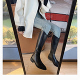 111 Widened Version Long Boots Female Winter plus Velvet White below the Knee Chunky Heel Western Cowboy Boot Knight Boots Boots Female