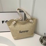 VLOVELAW Portable Straw Woven Bag Customized New Product Summer Woven Shoulder Bag Simple Bucket Casual Large Capacity Totes