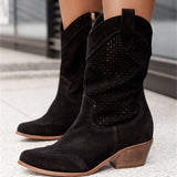 Dropshopping Winter New Foreign Trade Mid Heel 40-43 Burnt Suede Low-Top Women's Boots Fashion