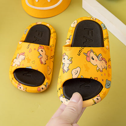 VLOVELAW Children's Printed Cartoon Big Bear Slippers Female Parent-Child Big Children Medium and Small Children Outer Wear Home Non-Slip Parent-Child Sandals