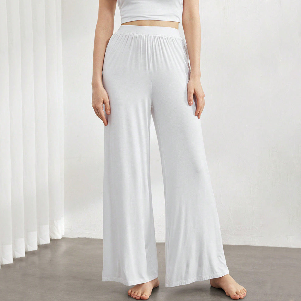 International Station Cross-border  high-end casual home wide-leg pants summer high-waisted solid color comfortable thin trousers women