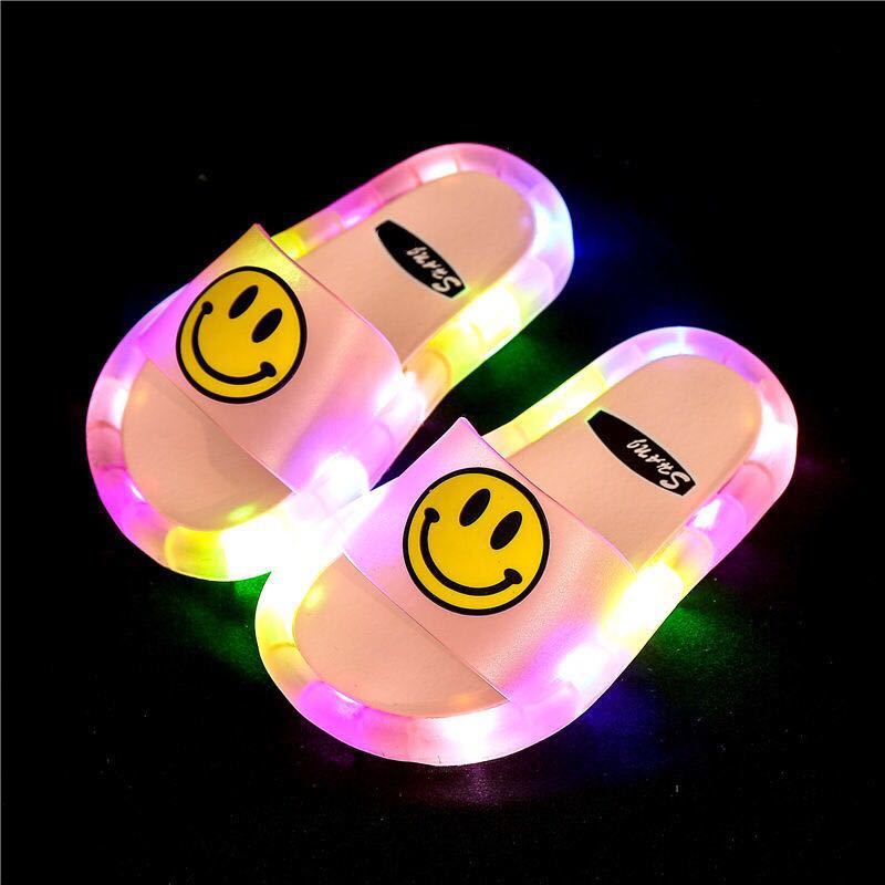 VLOVELAW Online Influencer Fashion Luminous Children's Slippers Strawberry Crystal Shoes Shiny Color Light Girlfriends Girls Shiny Sandals