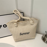 VLOVELAW Portable Straw Woven Bag Customized New Product Summer Woven Shoulder Bag Simple Bucket Casual Large Capacity Totes