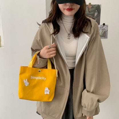 Fashion Small Canvas Bag Women's Cute Bento Grocery Bag New 2021 Fashion Tote Girl's Mobile Phone Bag