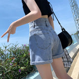 508 Denim Shorts Women's High Waist Summer New Loose Niche Slimming A- line Fashion Ins