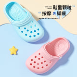 VLOVELAW Children's Hole Shoes Women's Summer Outdoor Wear Shit Feeling Thick Bottom Toe Cap Half Slippers Boys and Girls Home Non-Slip Sandals for Older Children