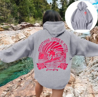 VLOVELAW popular 2025 fashion  casual fleece sweater palm print kangaroo pocket drawstring print hoodie