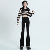 Black Bootcut Jeans for Women 2024 Spring and Autumn New High Waist Stretch High-Looking Slimming Small Horseshoe Pants