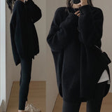 Autumn and winter sweater 2023 new women's clothing loose medium and long lazy style Korean version knitted sweater women's clothing jacket tide