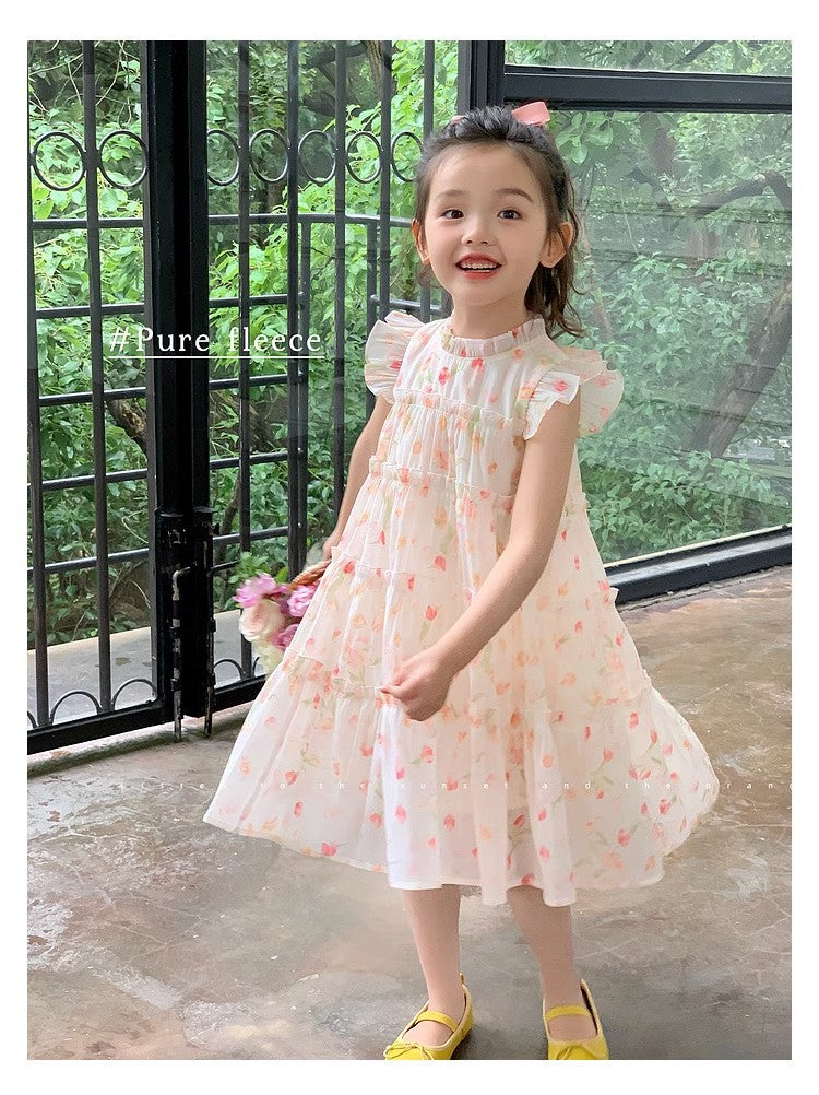 VLOVELAW Girl's Dress  Summer Dress Little Girl New Floral Dress Children's Baby Fluffy Skirt Princess Dress Fairy Dress