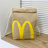 McDonald's Bag Wholesale  New Letter Printing Paper Bag Backpack Personality College Student Shoulder Bag Foreign Trade