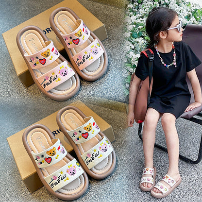 VLOVELAW Baby Slippers Cartoon New Girls' Non-Slip Casual Shoes  Summer Fashion Little Girls' Outdoor Sandals