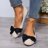 Womens Elegant Wide-Fit Soft-Sole Bow-Knot Flats - Lightweight, Comfortable, Breathable Fabric Shoes with Round Toe, Slip-On Closure, and Rubber Sole for All-Season Wear