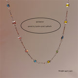 1pc Colorful Stone Princess Necklace Bohemian Vacation Style Clavicle Chain Jewelry