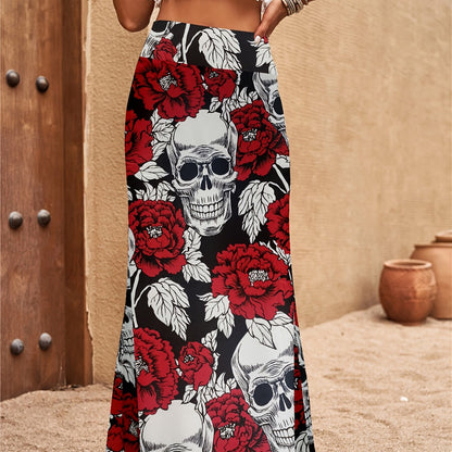 vlovelaw  Tribal Print High Waist Skirts, Boho Slim Summer Maxi Skirts, Women's Clothing