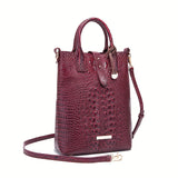 Elegant Crocodile-Print Tote for Women: Versatile, Secure Buckle, Removable Strap, Work & Casual Chic