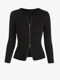 V-neck Laple Zip Cardigans, Casual Slim Long Sleeve Fall Winter Knit Cardigan, Women's Clothing