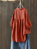 Plus Size Casual Blouse, Women's Plus Mock Neck Half Sleeve Round Neck Henley Shirt