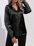 vlovelawElegant Satin Blouse, Collar Long Sleeve Work Blouse, Women's Clothing