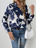 vlovelaw  Floral Print Button Shirt, Casual Long Sleeve Shirt For Spring & Fall, Women's Clothing