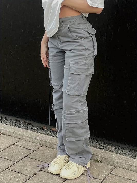 Wide Legs Baggy Cargo Pants With Flap Pockets, Girl's Y2K Style Jeans, Y2K Kpop Vintage Style Women's Clothing & Denim