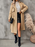 vlovelaw  Double Breasted Belted Trench Coat, Vintage Solid Lapel Drop Shoulder Overcoat, Women's Clothing