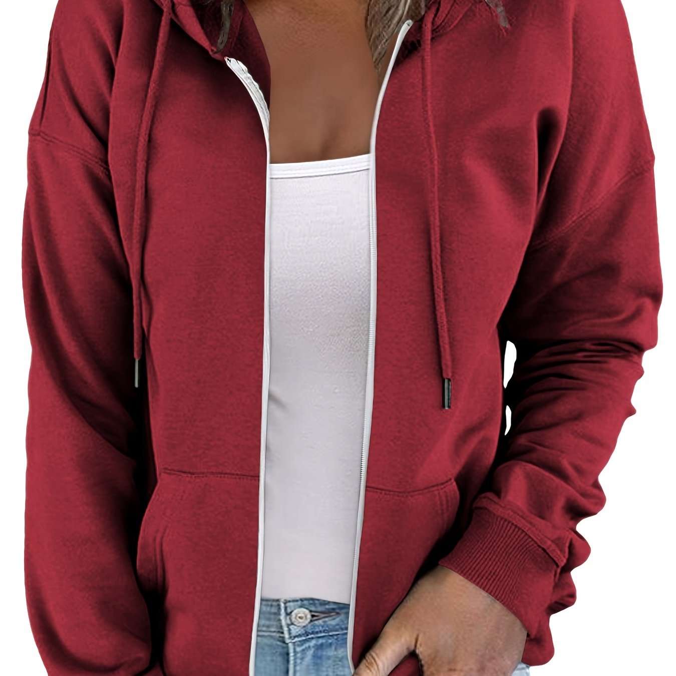 Women's Sweatshirt Casual Oversized Zip Up Long Sleeve Streetwear Hoodie