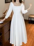vlovelaw  Beaded Square Neck Dress, Elegant Bow Decor Aline Dress For Wedding Party, Women's Clothing