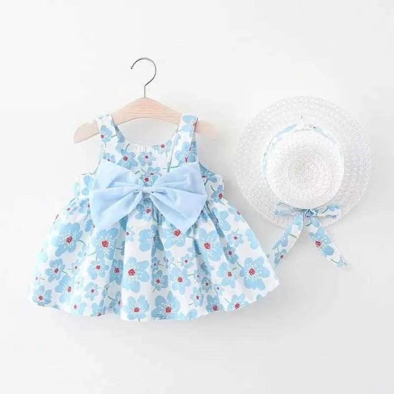 Girl's Dresses Summer Newborn Baby Clothes Infant Girl Cute Print Sleeveless Cotton Beach Princess R230612