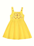 Adorable Girls Floral Embroidered Sundress - Soft Cotton for Summer Holidays, Perfect for Casual Outings and Vacation Fun