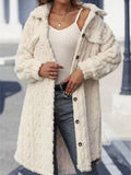 vlovelaw  Solid Fuzzy Single Breasted Coat, Casual Long Sleeve Winter Warm Outerwear, Women's Clothing