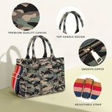 Chic Camo Canvas Tote Bag - Versatile Crossbody with Adjustable Strap for Daily Use & Casual Outings