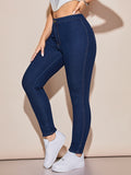 vlovelaw  Plain Slight-Stretch Skinny Jeans, Slim Fit Patch Pockets Casual Denim Pants, Women's Denim Jeans & Clothing